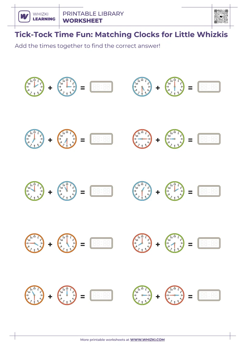 Tick-Tock Time Fun: Matching Clocks for Little Whizkis