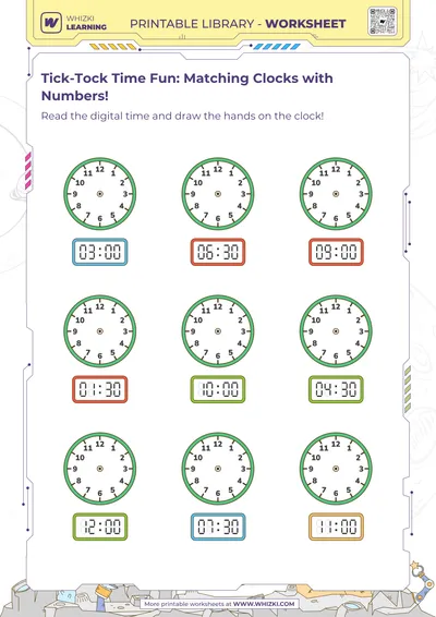 Tick-Tock Time Fun: Matching Clocks with Numbers!