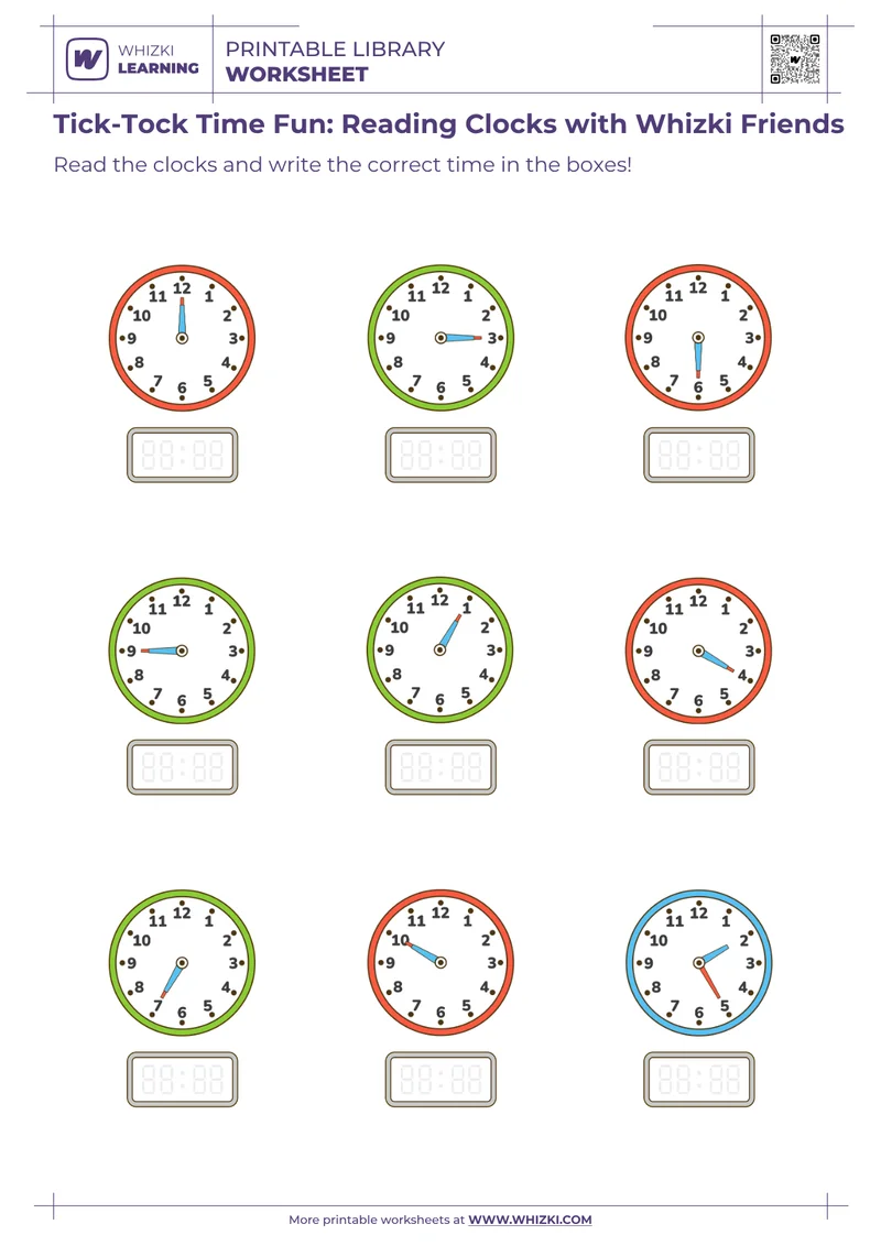 Tick-Tock Time Fun: Reading Clocks with Whizki Friends