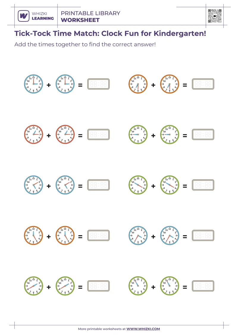 Tick-Tock Time Match: Clock Fun for Kindergarten!