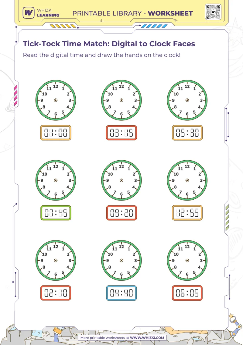 Tick-Tock Time Match: Digital to Clock Faces