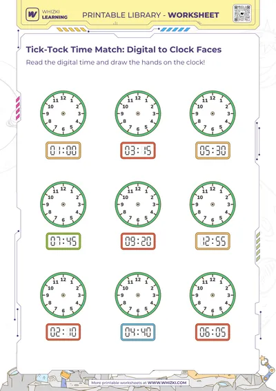 Tick-Tock Time Match: Digital to Clock Faces