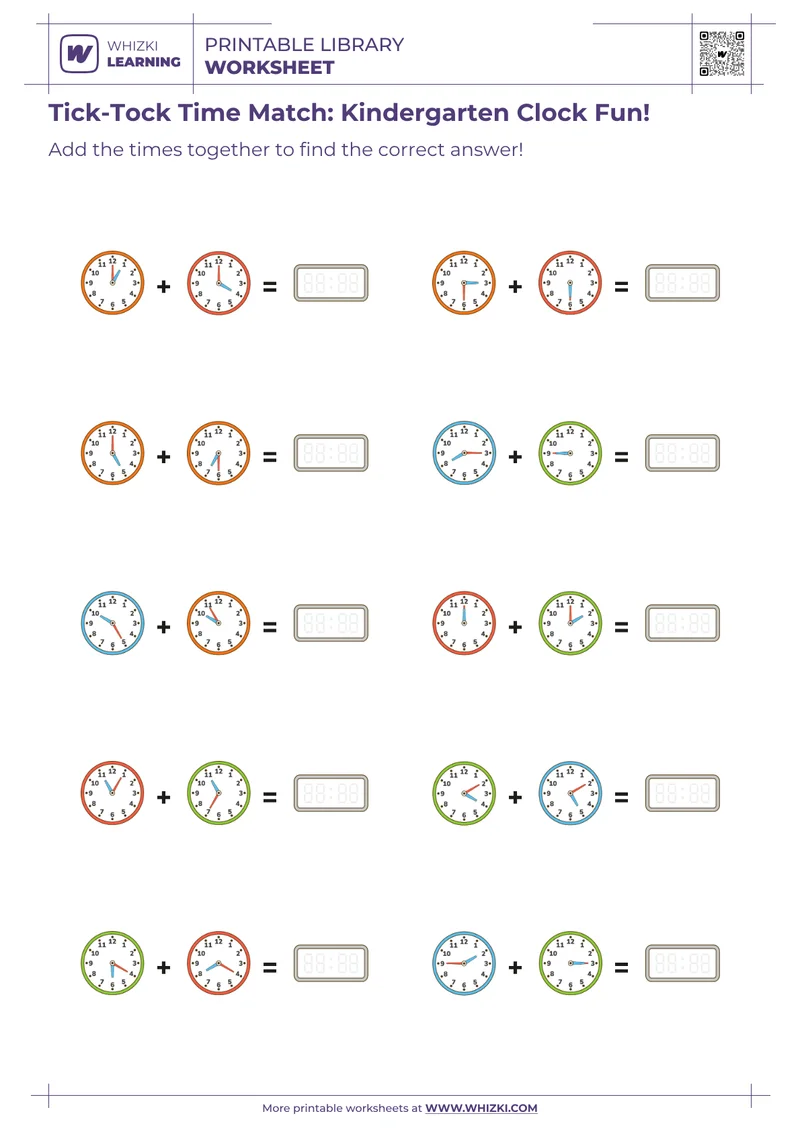 Tick-Tock Time Match: Kindergarten Clock Fun!