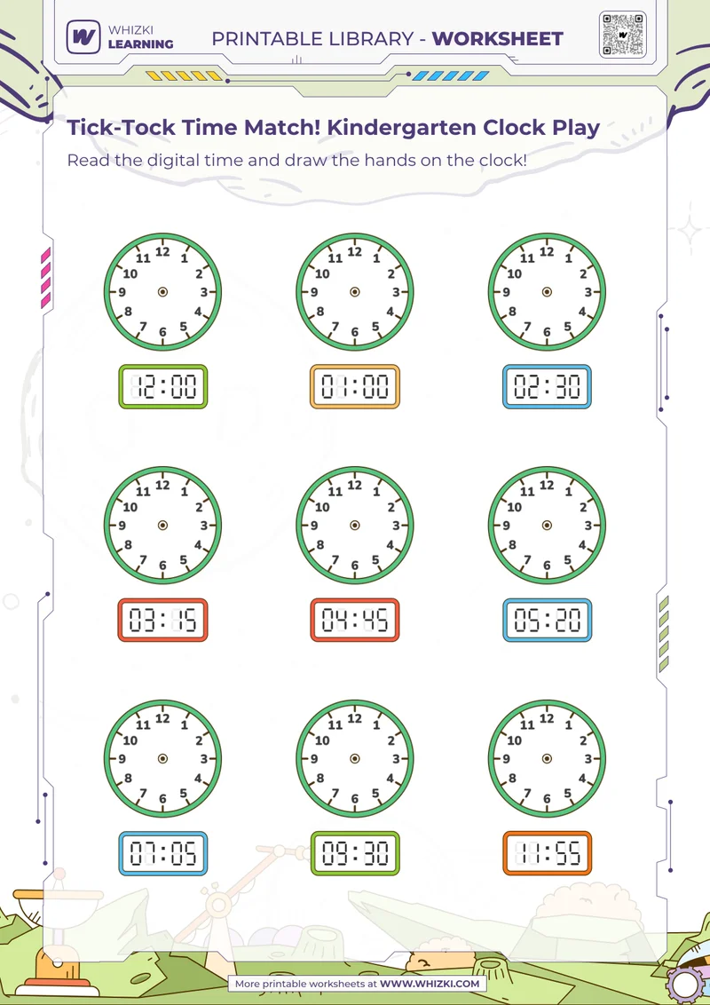 Tick-Tock Time Match! Kindergarten Clock Play