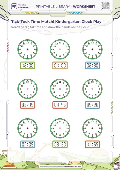 Tick-Tock Time Match! Kindergarten Clock Play