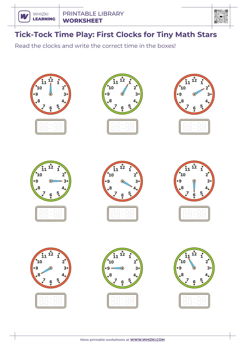Tick-Tock Time Play: First Clocks for Tiny Math Stars