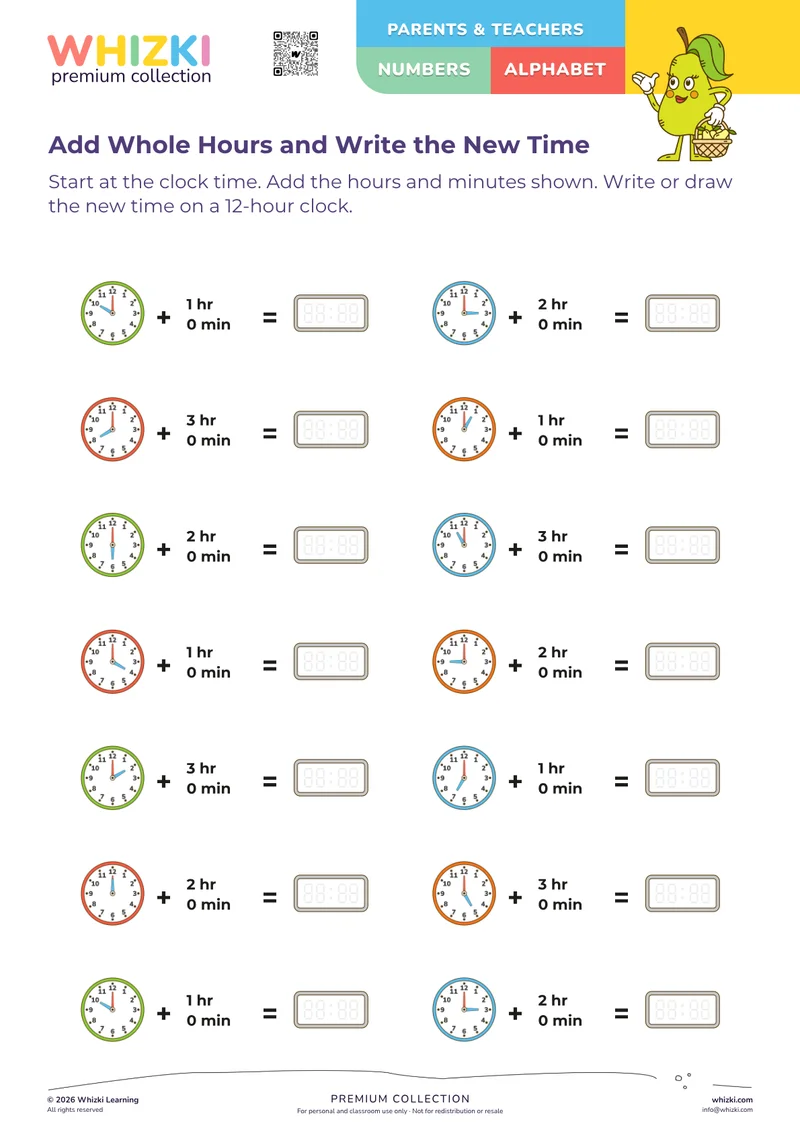 Add Whole Hours and Write the New Time