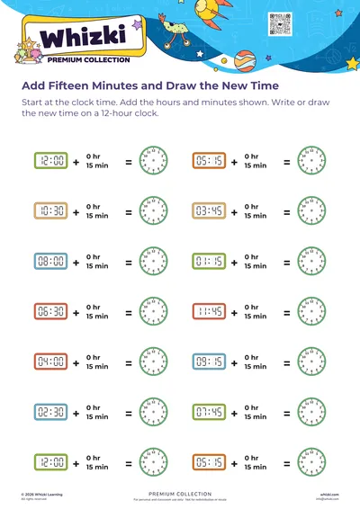 Add Fifteen Minutes and Draw the New Time