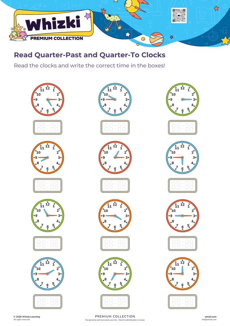 Read Quarter-Past and Quarter-To Clocks