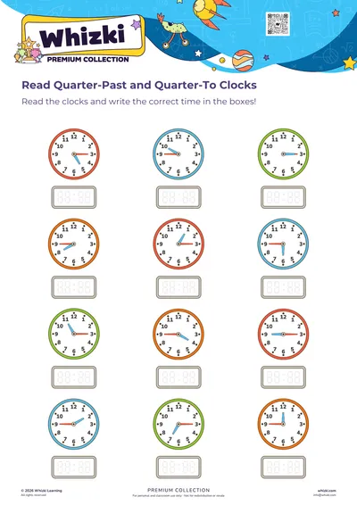 Read Quarter-Past and Quarter-To Clocks