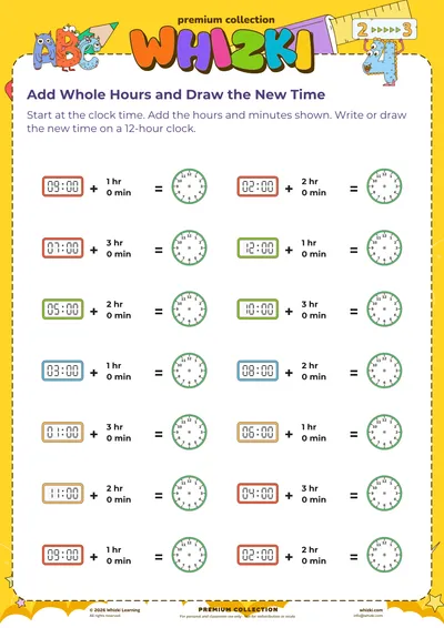 Add Whole Hours and Draw the New Time