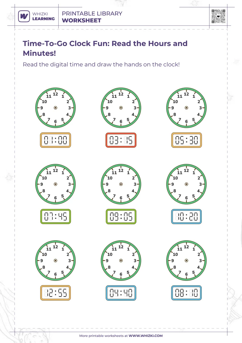 Time-To-Go Clock Fun: Read the Hours and Minutes!
