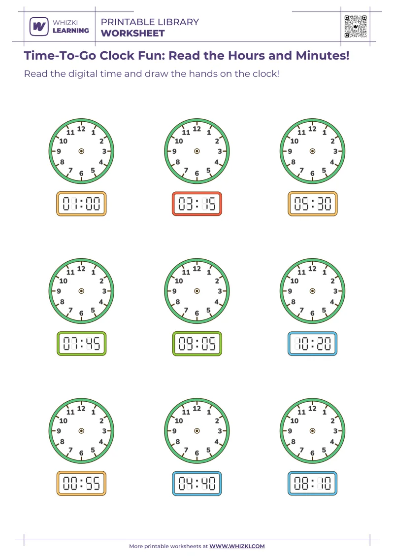 Time-To-Go Clock Fun: Read the Hours and Minutes!