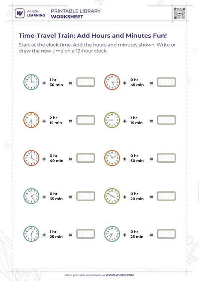 Time-Travel Train: Add Hours and Minutes Fun!