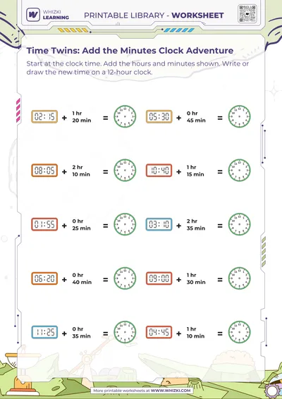 Time Twins: Add the Minutes Clock Adventure