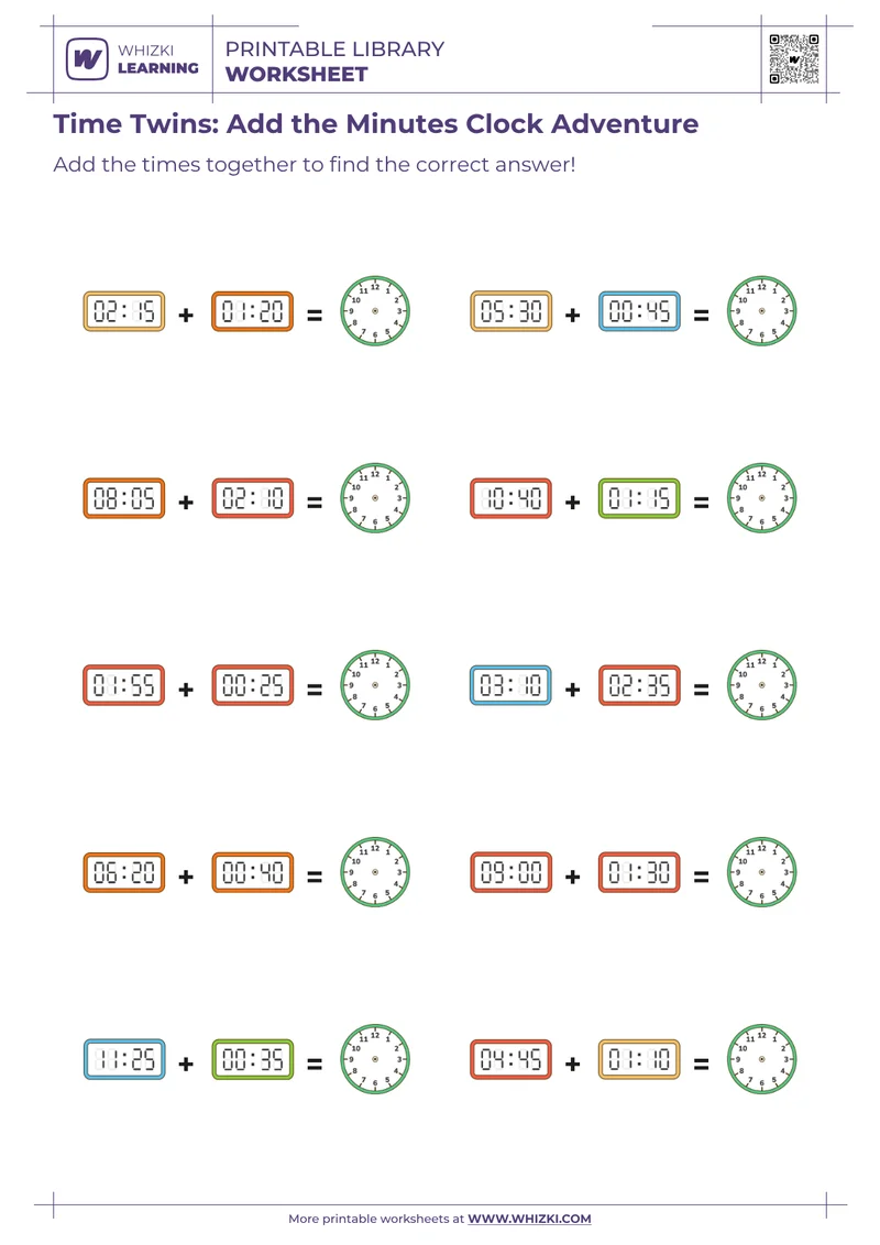 Time Twins: Add the Minutes Clock Adventure