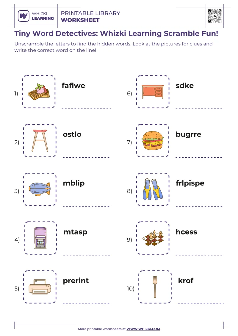 Tiny Word Detectives: Whizki Learning Scramble Fun!