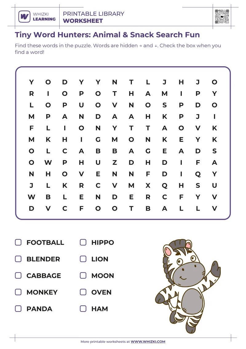 Tiny Word Hunters: Animal & Snack Search Fun