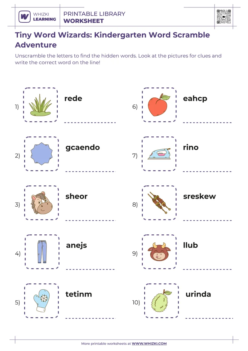 Tiny Word Wizards: Kindergarten Word Scramble Adventure