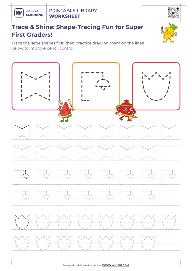 Trace & Shine: Shape-Tracing Fun for Super First Graders!