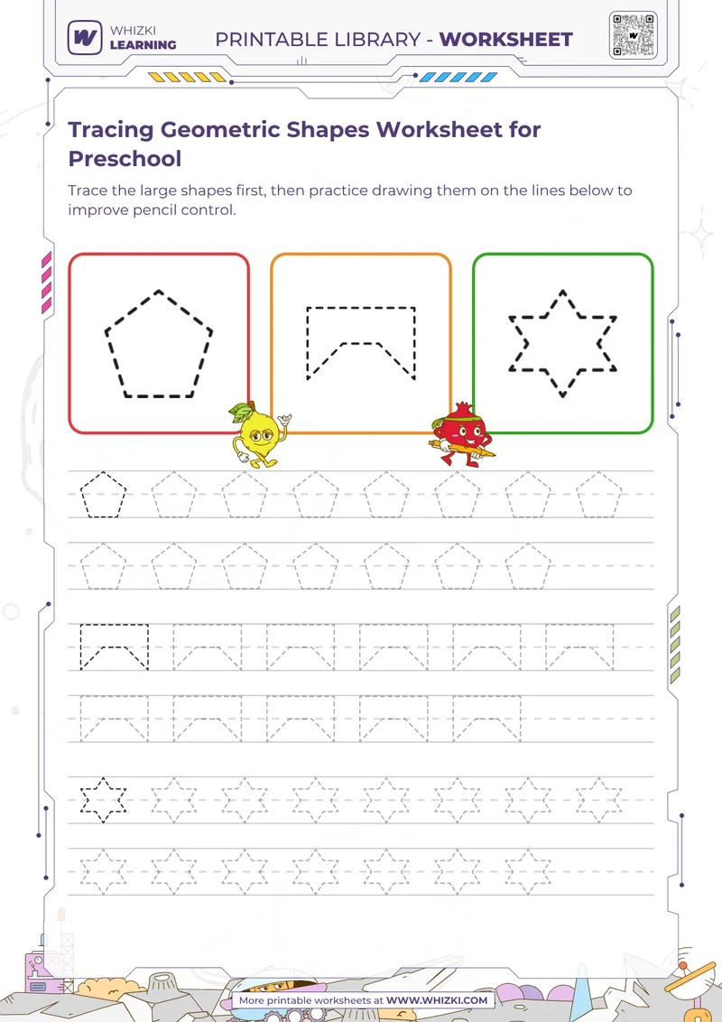 Tracing Geometric Shapes Worksheet for Preschool