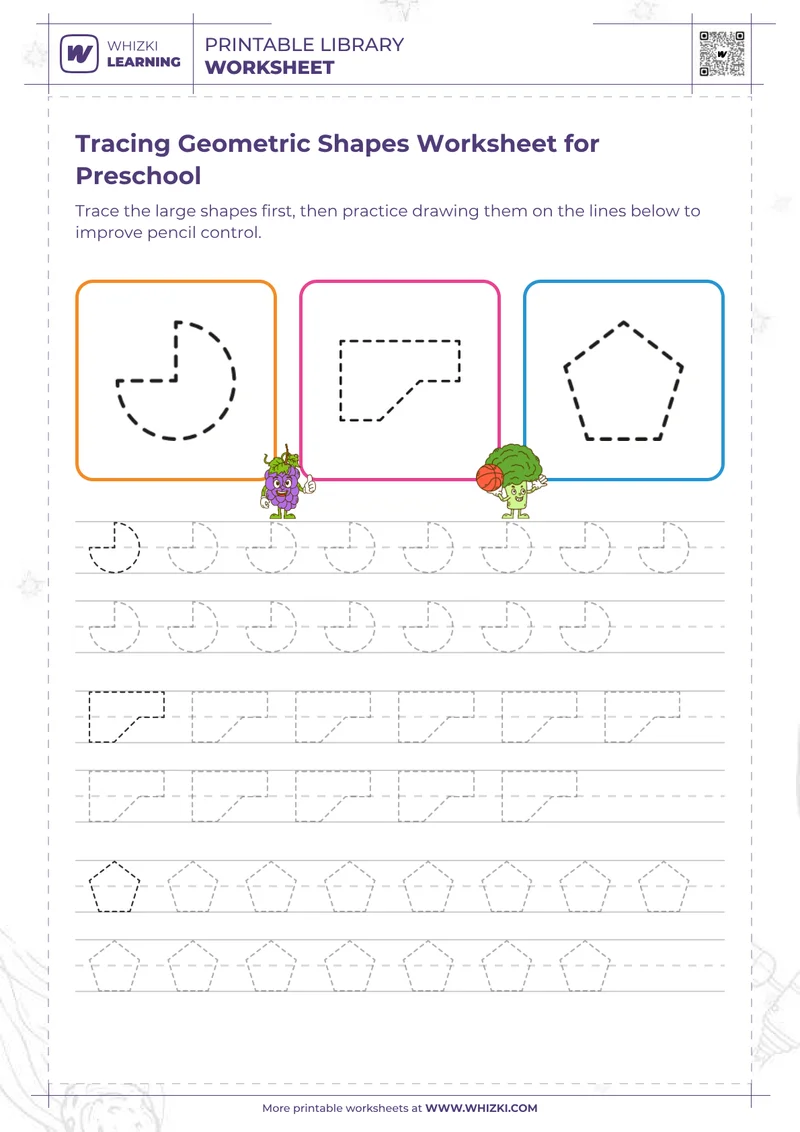 Tracing Geometric Shapes Worksheet for Preschool