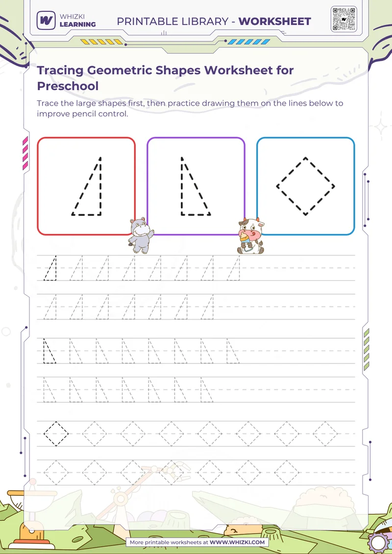 Tracing Geometric Shapes Worksheet for Preschool