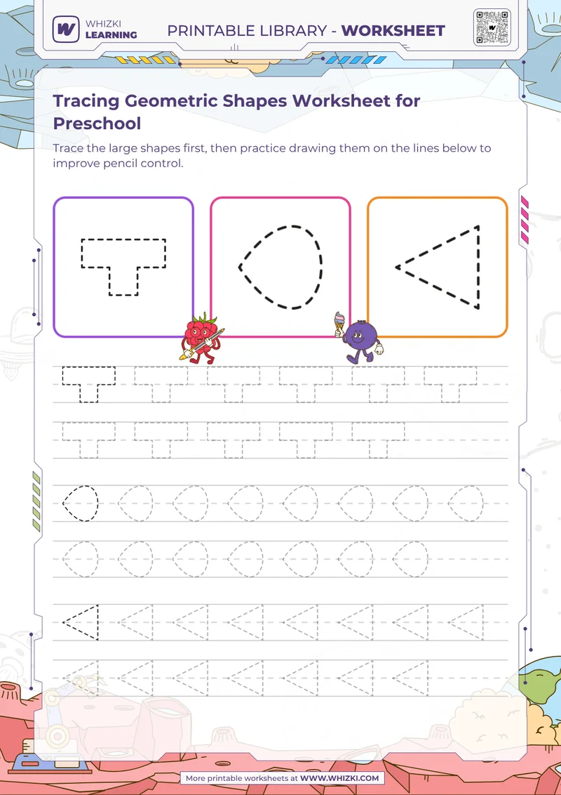 Tracing Geometric Shapes Worksheet for Preschool