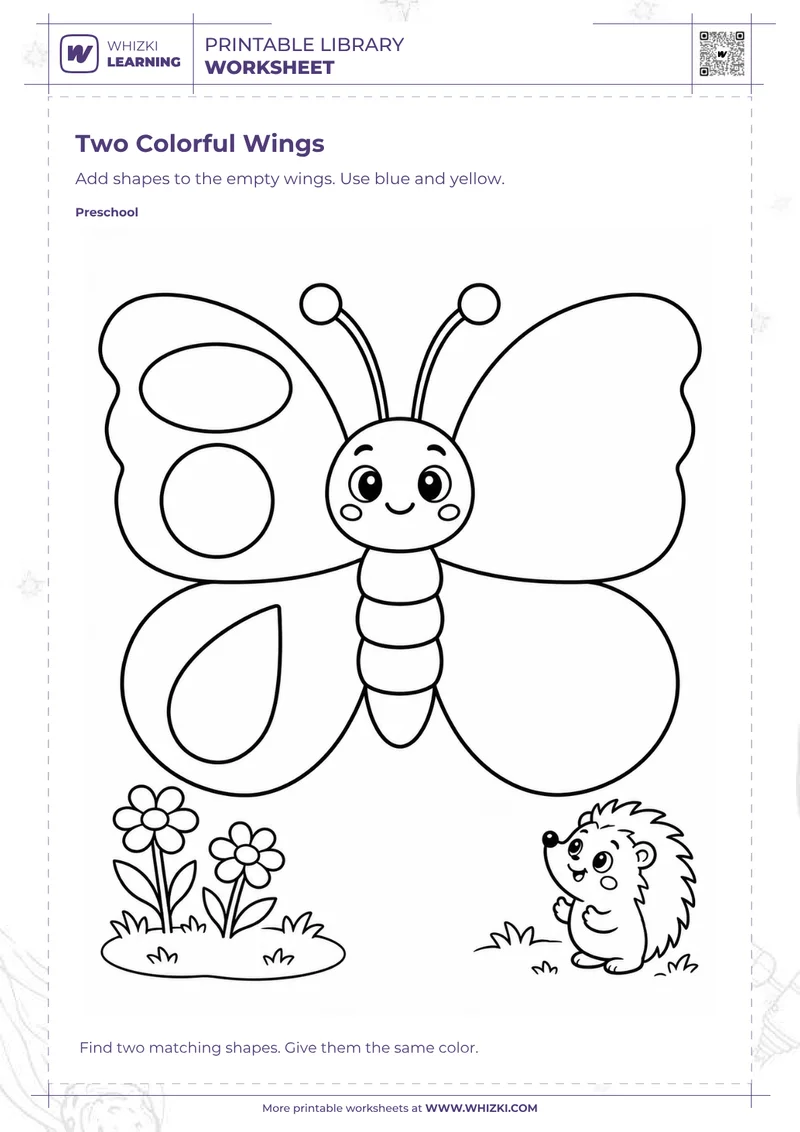 Two Colorful Wings Shape Worksheet