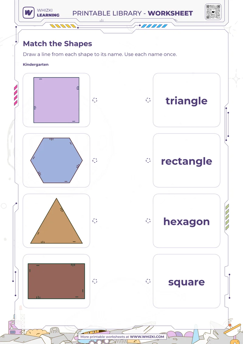 Two-Dimensional Shape Names Matching Worksheet