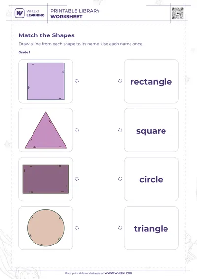Two-Dimensional Shapes Matching Worksheet