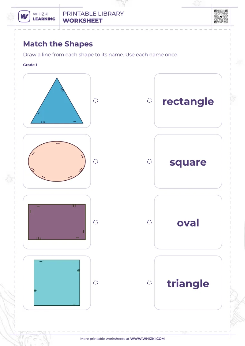Two-Dimensional Shapes Matching Worksheet