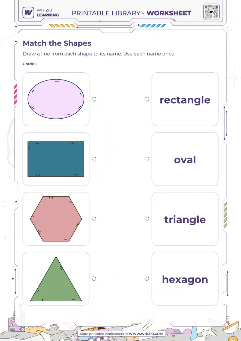 Two Dimensional Shapes Matching Worksheet