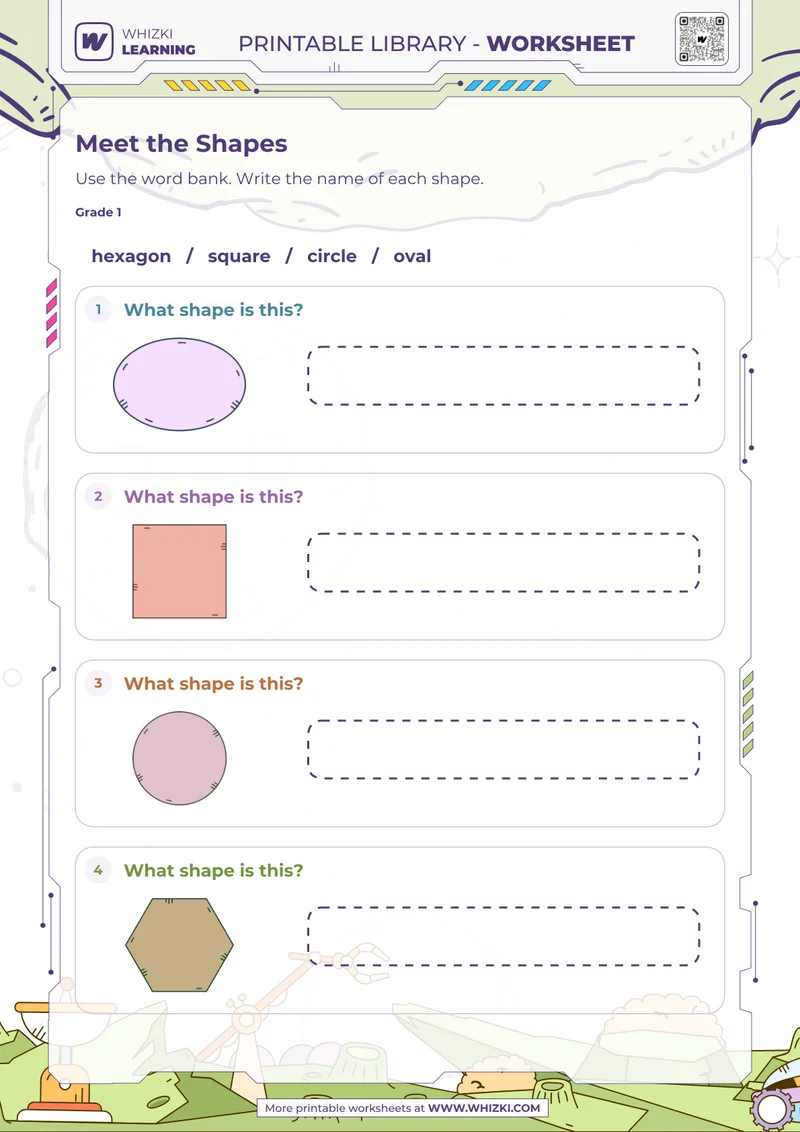 Two-Dimensional Shapes Naming Worksheet