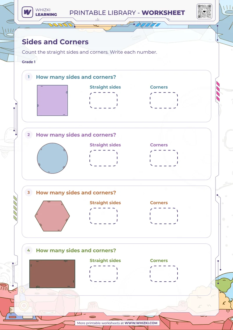 Two-Dimensional Shapes Sides and Corners Worksheet