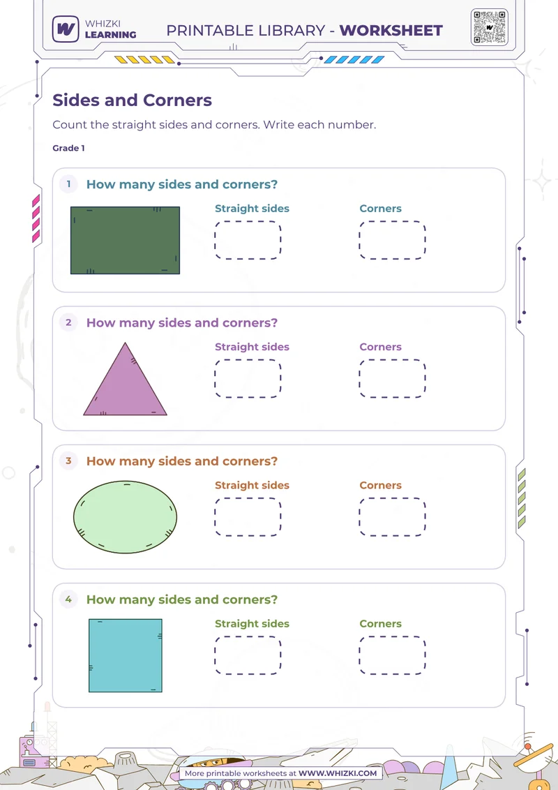Two-Dimensional Shapes Sides and Corners Worksheet