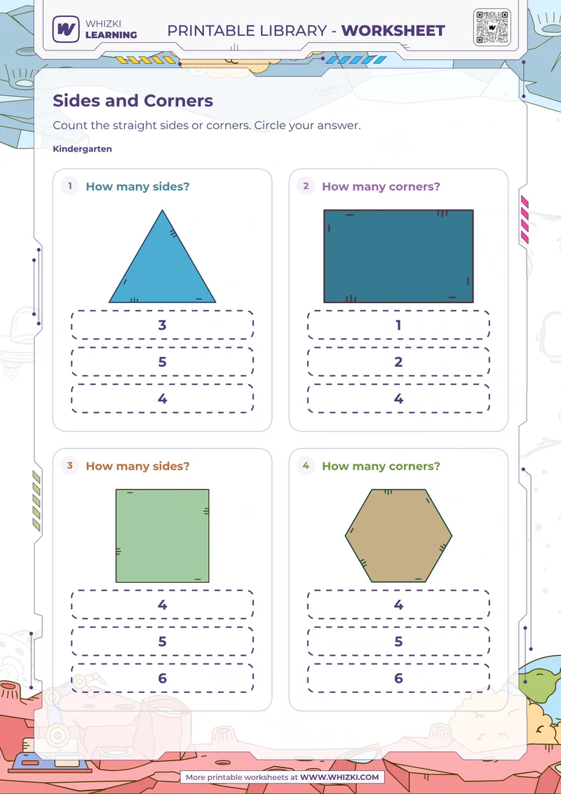 Two-Dimensional Shapes Sides and Corners Worksheet