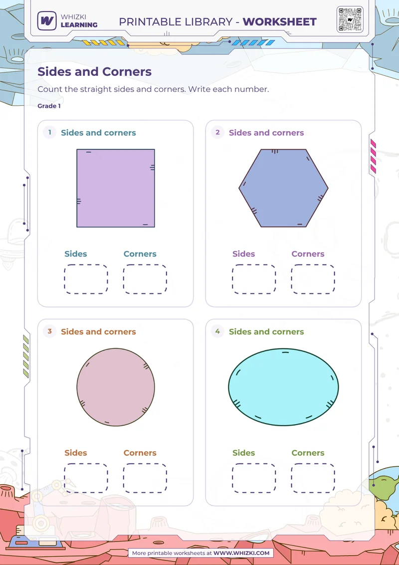 Two-Dimensional Shapes Sides and Corners Worksheet