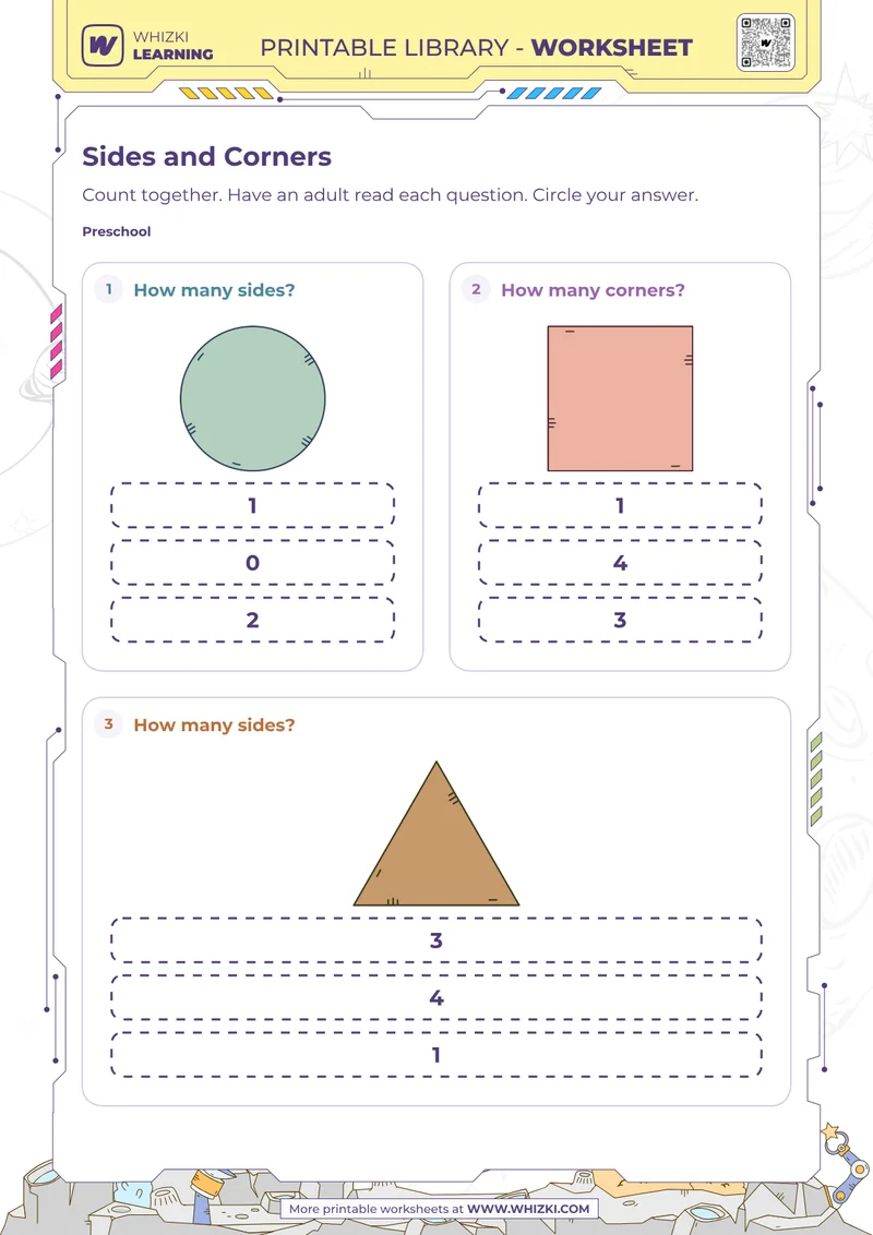 Two-Dimensional Shapes Sides and Corners Worksheet