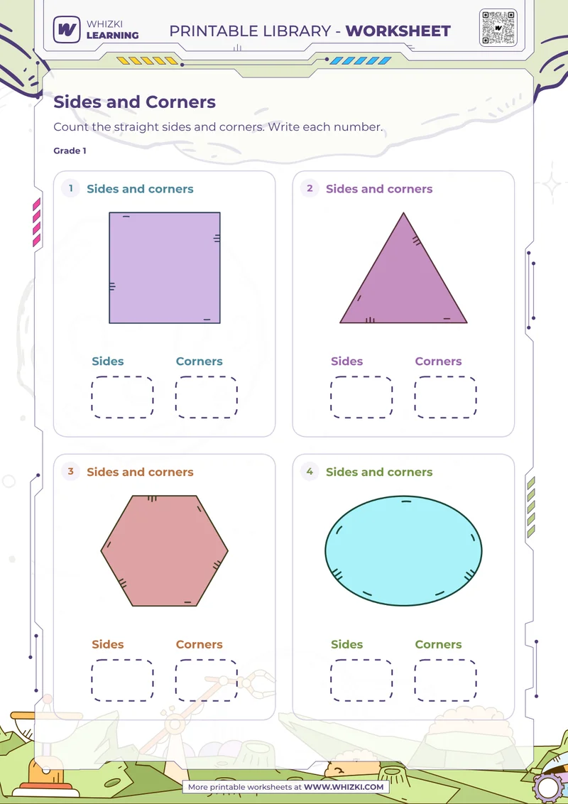 Two-Dimensional Shapes Sides and Corners Worksheet