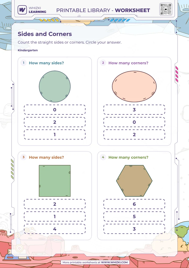 Two-Dimensional Shapes Sides and Corners Worksheet