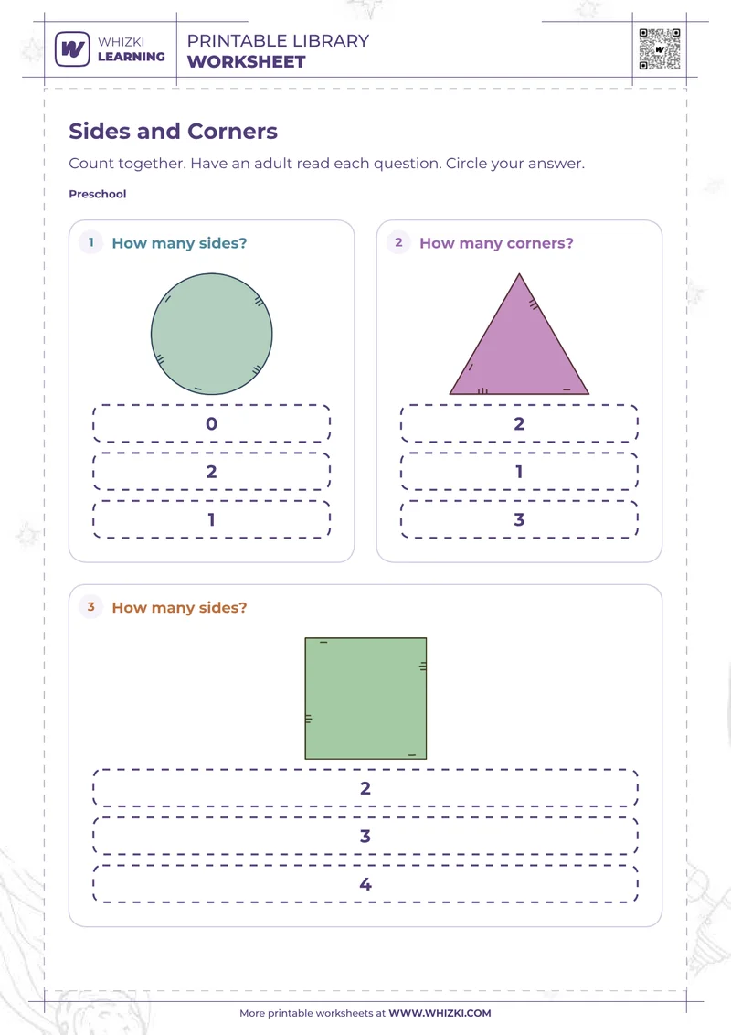 Two-Dimensional Shapes Sides and Corners Worksheet