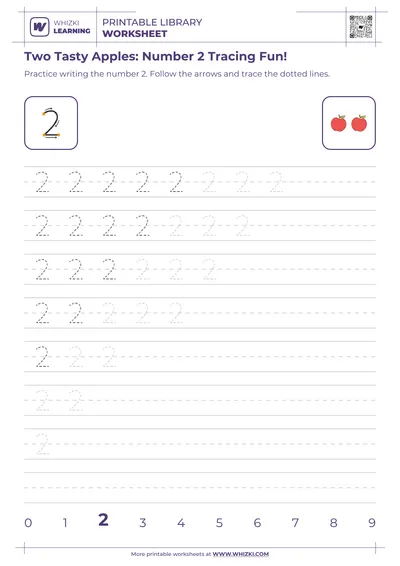 Two Tasty Apples: Number 2 Tracing Fun!