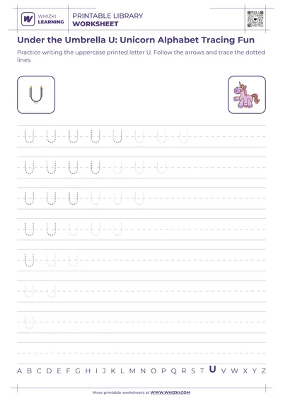 Under the Umbrella U: Unicorn Alphabet Tracing Fun