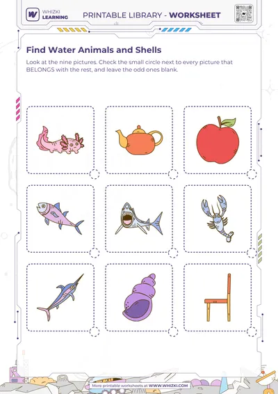 Find Water Animals and Shells