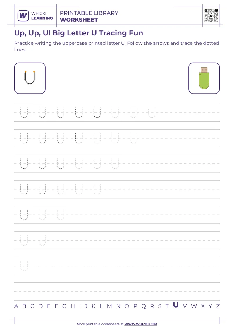 Up, Up, U! Big Letter U Tracing Fun