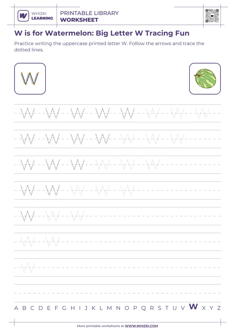 W is for Watermelon: Big Letter W Tracing Fun
