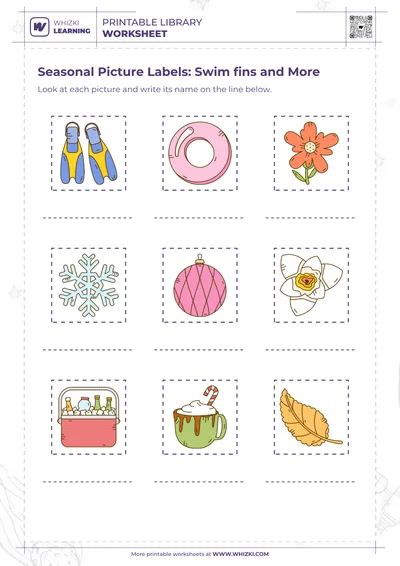 Seasonal Picture Labels: Swim fins and More