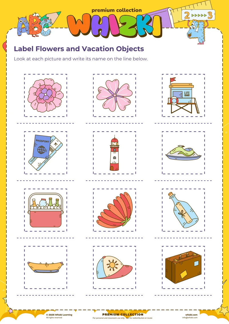 Label Flowers and Vacation Objects