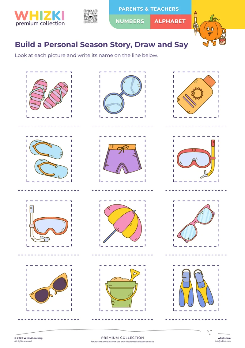 Build a Personal Season Story, Draw and Say